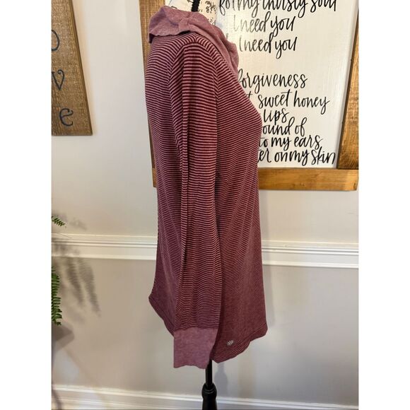 Athleta Women's Striped Cowl Neck Wool Blend Tunic Sweater Burgundy XL - Picture 2 of 9